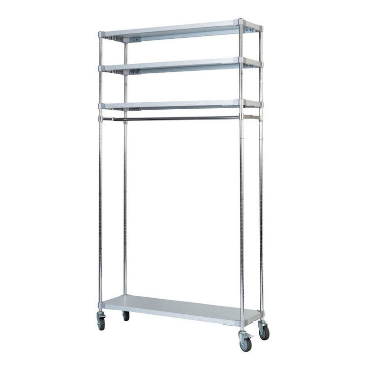 【燕三条製】 PROFACE ガルバリウムソリッドハンガーラック4段 350×1200×2100 クロムメッキポール スチールラック スチールシェルフ ラック キッチンラック レンジラック 業務用 業務用ラック(代引不可)