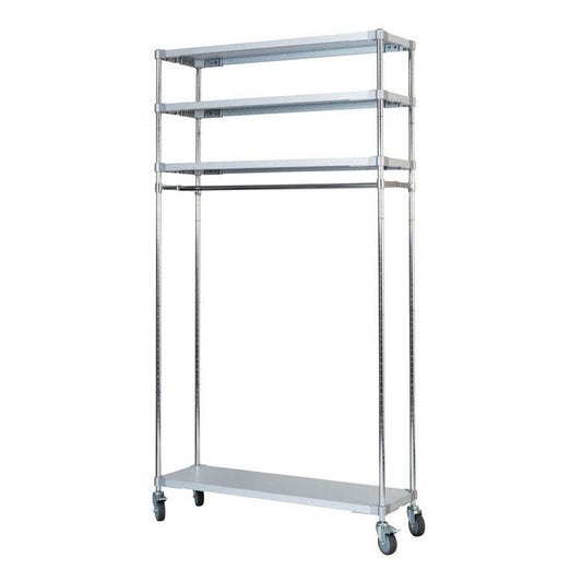 【燕三条製】 PROFACE ガルバリウムソリッドハンガーラック4段 350×1200×2100 クロムメッキポール スチールラック スチールシェルフ ラック キッチンラック レンジラック 業務用 業務用ラック(代引不可)