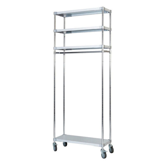 【※法人様限定販売】【燕三条製】 PROFACE ガルバリウムソリッドハンガーラック4段 350×900×2100 クロムメッキポール スチールラック スチールシェルフ ラック キッチンラック レンジラック(代引不可)