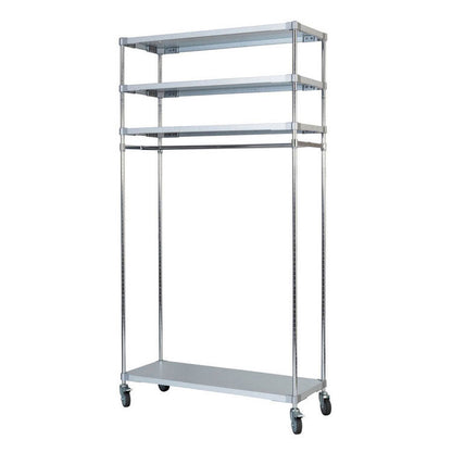 【※法人様限定販売】【燕三条製】 PROFACE ガルバリウムソリッドハンガーラック4段 460×1200×2100 クロムメッキポール スチールラック スチールシェルフ ラック キッチンラック レンジラック(代引不可)