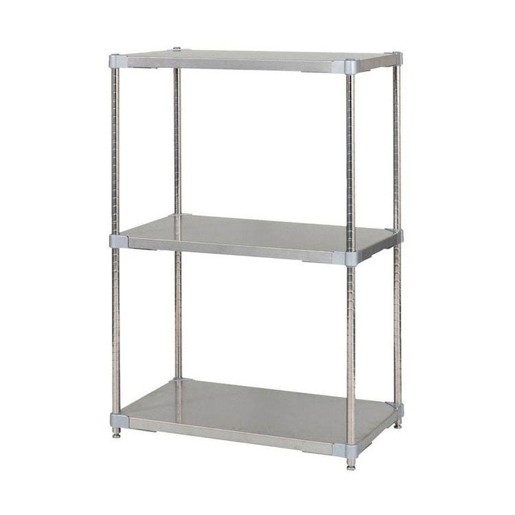 【※法人様限定販売】【燕三条製】 PROFACE SUS304ステンレスソリッドシェルフ3段 460×760×1200 SUS304ステンレスポール スチールラック スチールシェルフ ラック キッチンラック レンジラック(代引不可)