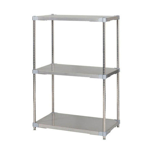 【※法人様限定販売】【燕三条製】 PROFACE SUS304ステンレスソリッドシェルフ3段 460×760×1200 SUS304ステンレスポール スチールラック スチールシェルフ ラック キッチンラック レンジラック(代引不可)