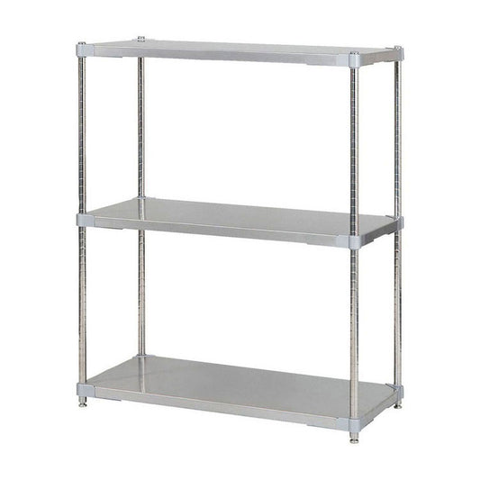 【※法人様限定販売】【燕三条製】 PROFACE SUS304ステンレスソリッドシェルフ3段 460×900×1200 SUS304ステンレスポール スチールラック スチールシェルフ ラック キッチンラック レンジラック(代引不可)