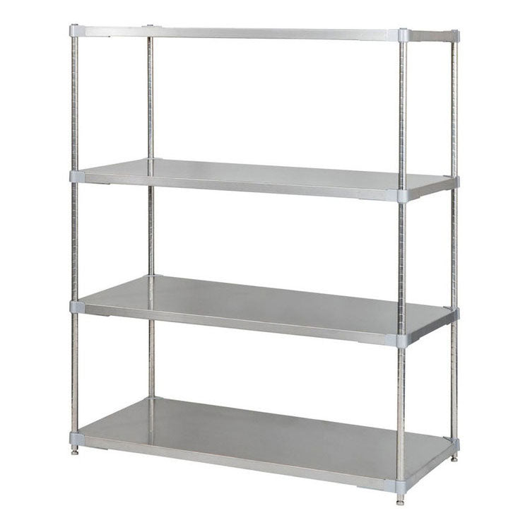 【※法人様限定販売】【燕三条製】 PROFACE SUS304ステンレスソリッドシェルフ4段 600×1200×1500 SUS304ステンレスポール スチールラック スチールシェルフ ラック キッチンラック レンジラック(代引不可)