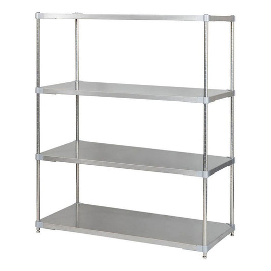 【※法人様限定販売】【燕三条製】 PROFACE SUS304ステンレスソリッドシェルフ4段 600×1200×1500 SUS304ステンレスポール スチールラック スチールシェルフ ラック キッチンラック レンジラック(代引不可)