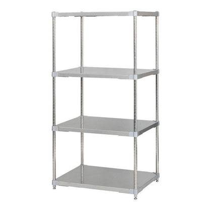 【※法人様限定販売】【燕三条製】 PROFACE SUS304ステンレスソリッドシェルフ4段 600×760×1500 SUS304ステンレスポール スチールラック スチールシェルフ ラック キッチンラック レンジラック(代引不可)