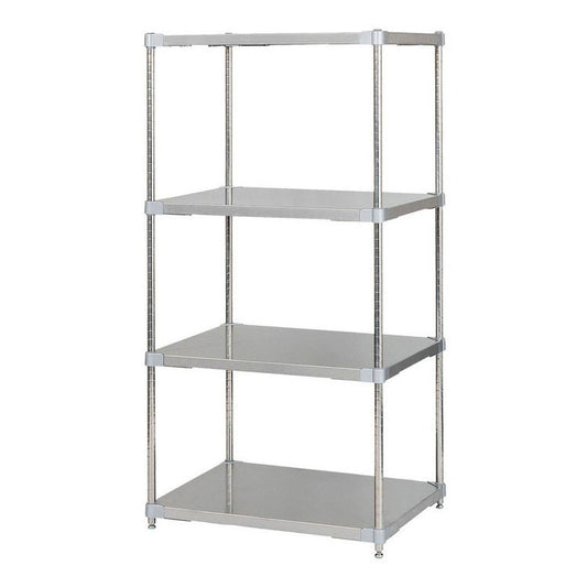 【※法人様限定販売】【燕三条製】 PROFACE SUS304ステンレスソリッドシェルフ4段 600×760×1500 SUS304ステンレスポール スチールラック スチールシェルフ ラック キッチンラック レンジラック(代引不可)