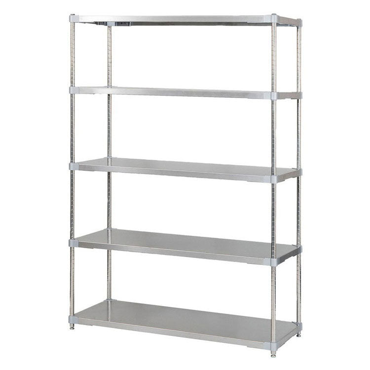 【※法人様限定販売】【燕三条製】 PROFACE SUS304ステンレスソリッドシェルフ5段 460×1200×1800 SUS304ステンレスポール スチールラック スチールシェルフ ラック キッチンラック レンジラック(代引不可)