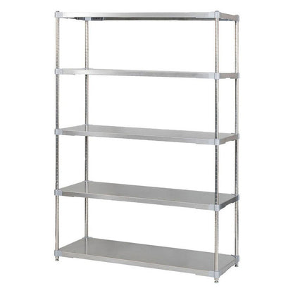 【※法人様限定販売】【燕三条製】 PROFACE SUS304ステンレスソリッドシェルフ5段 460×1200×1800 SUS304ステンレスポール スチールラック スチールシェルフ ラック キッチンラック レンジラック(代引不可)