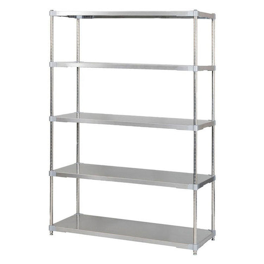 【※法人様限定販売】【燕三条製】 PROFACE SUS304ステンレスソリッドシェルフ5段 460×1200×1800 SUS304ステンレスポール スチールラック スチールシェルフ ラック キッチンラック レンジラック(代引不可)