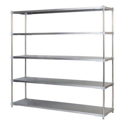 【※法人様限定販売】【燕三条製】 PROFACE SUS304ステンレスソリッドシェルフ5段 460×1500×1800 SUS304ステンレスポール スチールラック スチールシェルフ ラック キッチンラック レンジラック(代引不可)