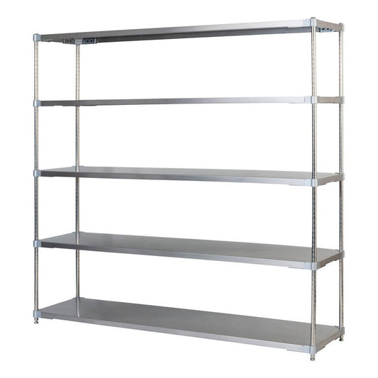 【※法人様限定販売】【燕三条製】 PROFACE SUS304ステンレスソリッドシェルフ5段 460×1500×1800 SUS304ステンレスポール スチールラック スチールシェルフ ラック キッチンラック レンジラック(代引不可)