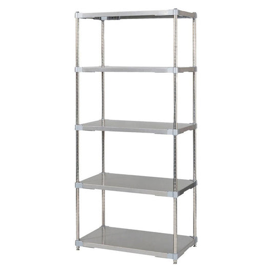 【※法人様限定販売】【燕三条製】 PROFACE SUS304ステンレスソリッドシェルフ5段 460×760×1800 SUS304ステンレスポール スチールラック スチールシェルフ ラック キッチンラック レンジラック(代引不可)