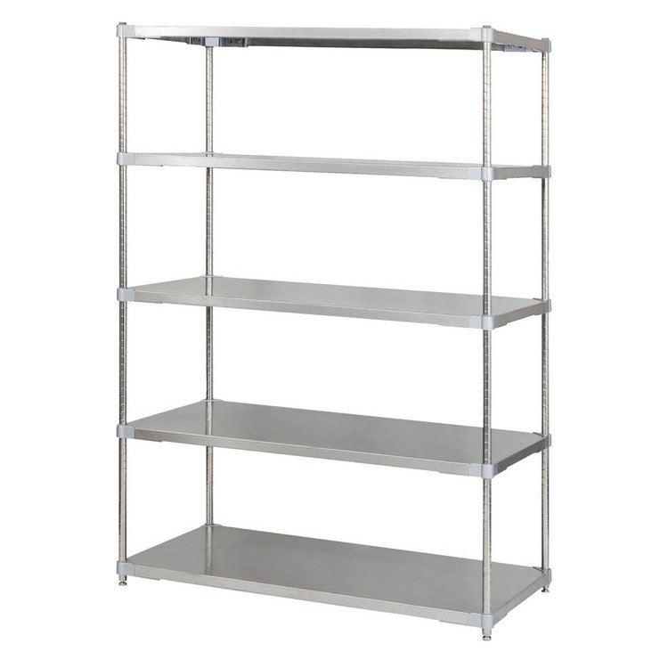 【※法人様限定販売】【燕三条製】 PROFACE SUS304ステンレスソリッドシェルフ5段 600×1200×1800 SUS304ステンレスポール スチールラック スチールシェルフ ラック キッチンラック レンジラック(代引不可)