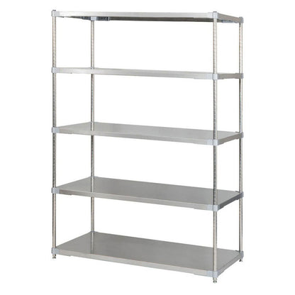 【※法人様限定販売】【燕三条製】 PROFACE SUS304ステンレスソリッドシェルフ5段 600×1200×1800 SUS304ステンレスポール スチールラック スチールシェルフ ラック キッチンラック レンジラック(代引不可)