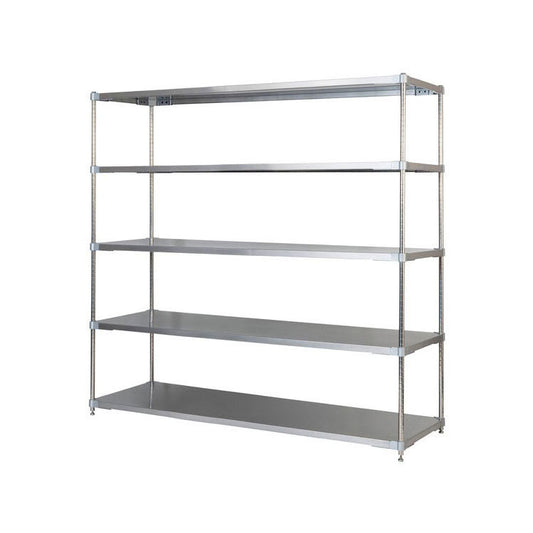 【※法人様限定販売】【燕三条製】 PROFACE SUS304ステンレスソリッドシェルフ5段 600×1500×1800 SUS304ステンレスポール スチールラック スチールシェルフ ラック キッチンラック レンジラック(代引不可)