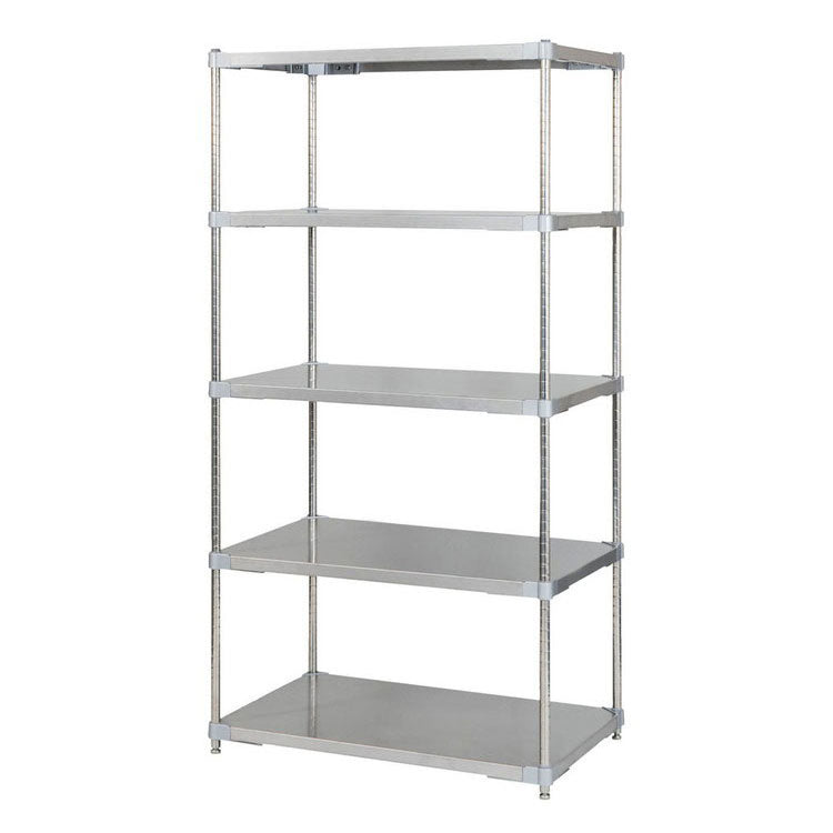 【※法人様限定販売】【燕三条製】 PROFACE SUS304ステンレスソリッドシェルフ5段 600×900×1800 SUS304ステンレスポール スチールラック スチールシェルフ ラック キッチンラック レンジラック(代引不可)