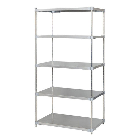 【※法人様限定販売】【燕三条製】 PROFACE SUS304ステンレスソリッドシェルフ5段 600×900×1800 SUS304ステンレスポール スチールラック スチールシェルフ ラック キッチンラック レンジラック(代引不可)