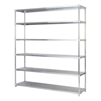 【※法人様限定販売】【燕三条製】 PROFACE SUS304ステンレスソリッドシェルフ6段 460×1800×2100 SUS304ステンレスポール スチールラック スチールシェルフ ラック キッチンラック レンジラック(代引不可)