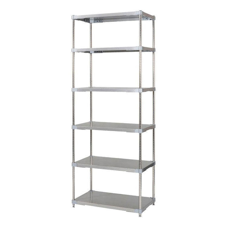 【※法人様限定販売】【燕三条製】 PROFACE SUS304ステンレスソリッドシェルフ6段 460×760×2100 SUS304ステンレスポール スチールラック スチールシェルフ ラック キッチンラック レンジラック(代引不可)