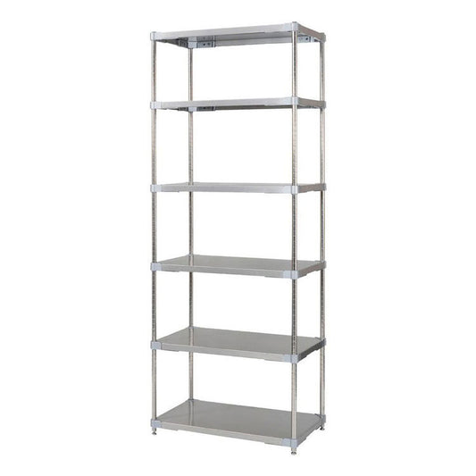 【※法人様限定販売】【燕三条製】 PROFACE SUS304ステンレスソリッドシェルフ6段 460×760×2100 SUS304ステンレスポール スチールラック スチールシェルフ ラック キッチンラック レンジラック(代引不可)