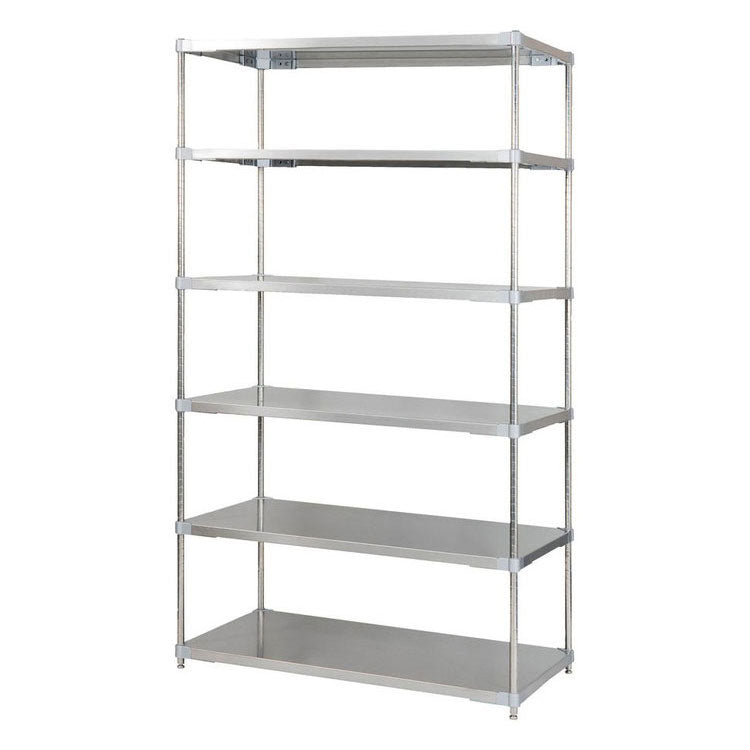 【※法人様限定販売】【燕三条製】 PROFACE SUS304ステンレスソリッドシェルフ6段 600×1200×2100 SUS304ステンレスポール スチールラック スチールシェルフ ラック キッチンラック レンジラック(代引不可)