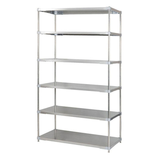 【※法人様限定販売】【燕三条製】 PROFACE SUS304ステンレスソリッドシェルフ6段 600×1200×2100 SUS304ステンレスポール スチールラック スチールシェルフ ラック キッチンラック レンジラック(代引不可)