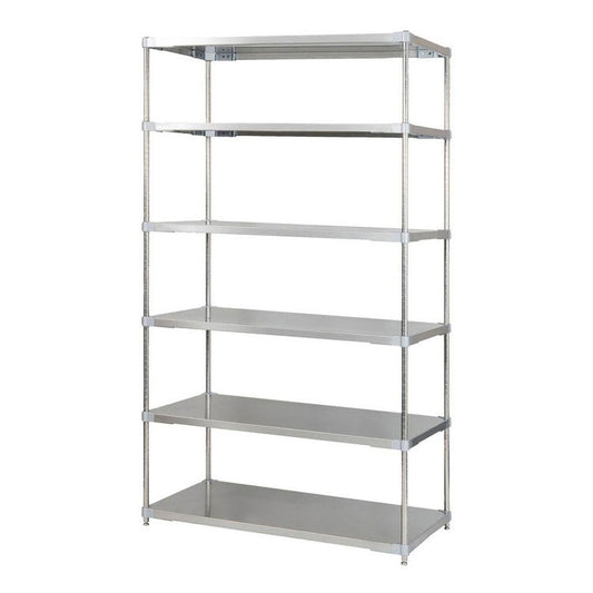 【燕三条製】 PROFACE SUS304ステンレスソリッドシェルフ6段 600×1200×2100 SUS304ステンレスポール スチールラック スチールシェルフ ラック キッチンラック レンジラック 業務用 業務用ラック(代引不可)