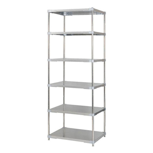 【※法人様限定販売】【燕三条製】 PROFACE SUS304ステンレスソリッドシェルフ6段 600×760×2100 SUS304ステンレスポール スチールラック スチールシェルフ ラック キッチンラック レンジラック(代引不可)