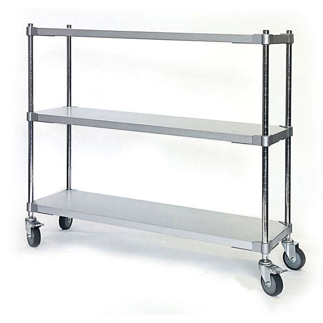 【※法人様限定販売】【燕三条製】 PROFACE ガルバリウムソリッドシェルフ3段 350×1200×900 キャスター付き クロムメッキポール スチールラック スチールシェルフ ラック キッチンラック(代引不可)