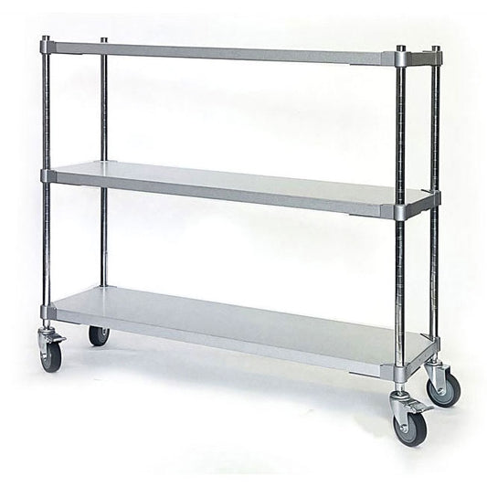 【燕三条製】 PROFACE ガルバリウムソリッドシェルフ3段 350×1200×900 キャスター付き クロムメッキポール スチールラック スチールシェルフ ラック キッチンラック レンジラック 業務用(代引不可)