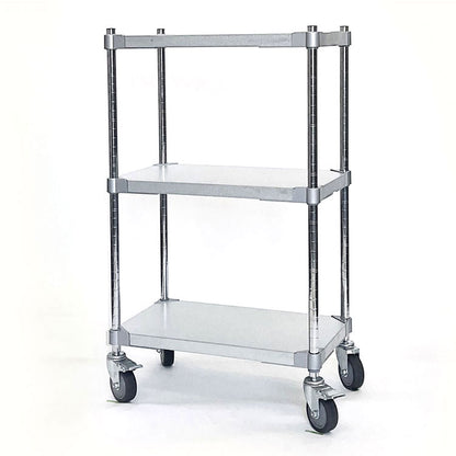 【※法人様限定販売】【燕三条製】 PROFACE ガルバリウムソリッドシェルフ3段 350×600×900 キャスター付き クロムメッキポール スチールラック スチールシェルフ ラック キッチンラック(代引不可)