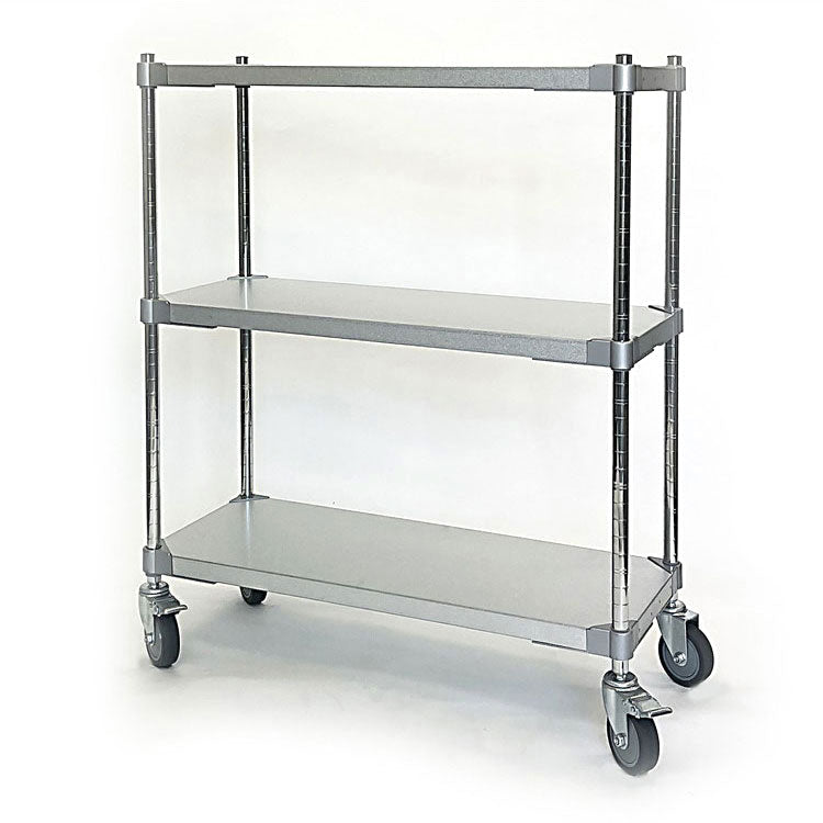 【※法人様限定販売】【燕三条製】 PROFACE ガルバリウムソリッドシェルフ3段 350×900×900 キャスター付き クロムメッキポール スチールラック スチールシェルフ ラック キッチンラック(代引不可)