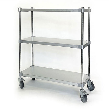【※法人様限定販売】【燕三条製】 PROFACE ガルバリウムソリッドシェルフ3段 350×900×900 キャスター付き クロムメッキポール スチールラック スチールシェルフ ラック キッチンラック(代引不可)