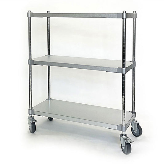 【※法人様限定販売】【燕三条製】 PROFACE ガルバリウムソリッドシェルフ3段 350×900×900 キャスター付き クロムメッキポール スチールラック スチールシェルフ ラック キッチンラック(代引不可)