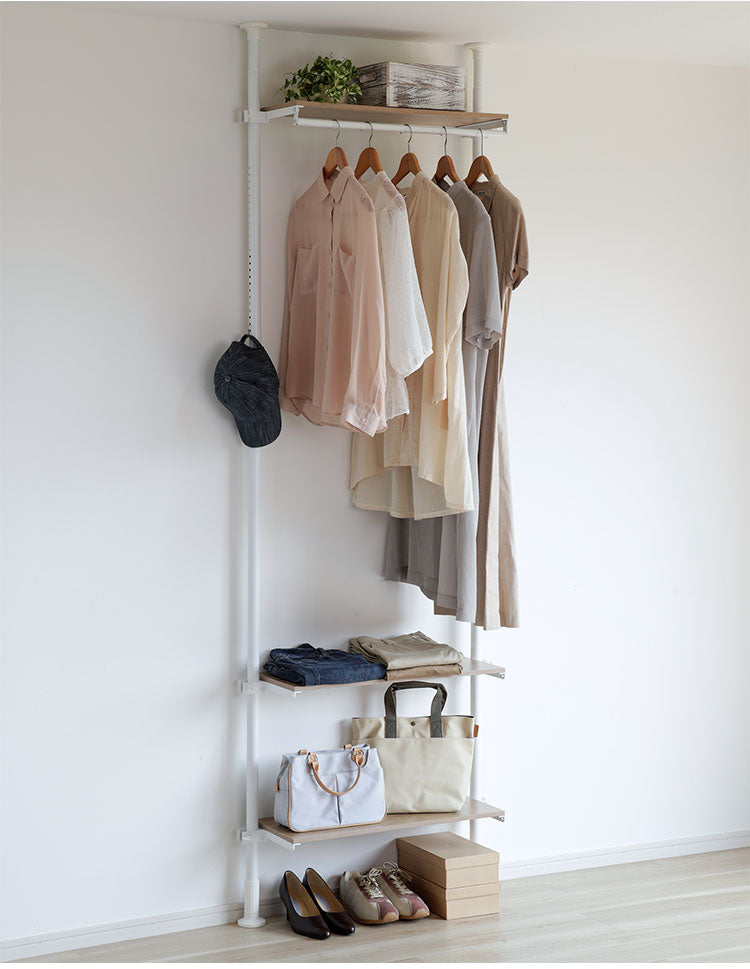 天井まで有効に使える!極太パイプの突っ張りランドリーラック3段 ランドリーラック 3段 洗濯機上収納 洗面台 ラック 突っ張り ラック収納 すきま収納 隙間収納 衣類 オープン収納(代引不可)