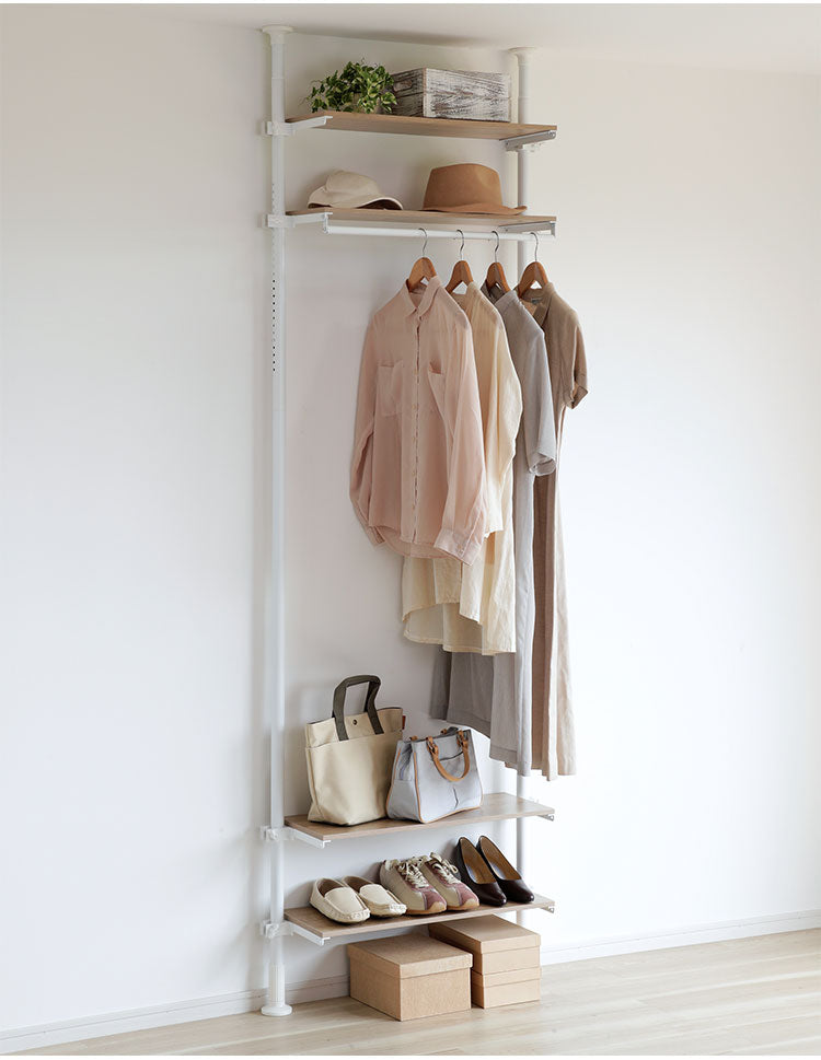 天井まで有効に使える!極太パイプの突っ張りランドリーラック4段 ランドリーラック 4段 洗濯機上収納 洗面台 ラック 突っ張り ラック収納 すきま収納 隙間収納 衣類 オープン収納(代引不可)