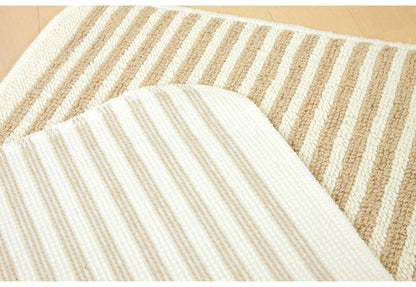 マルナカ 日本製 天然素材使用 キッチンマット 50×120cm 黄麻ストライプ 麻使用 洗える 台所マット 足拭きマット 足ふきマット(代引不可)