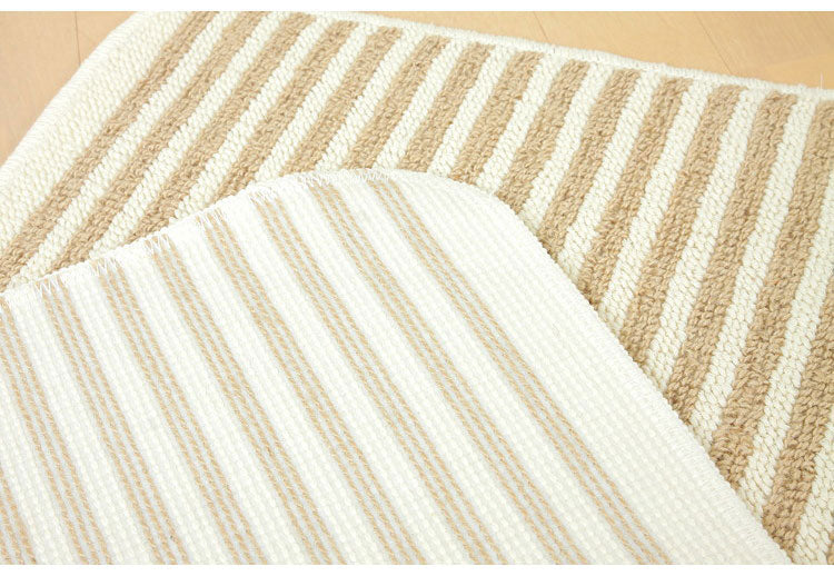 マルナカ 日本製 天然素材使用 キッチンマット 50×180cm 黄麻ストライプ 麻使用 洗える 台所マット 足拭きマット 足ふきマット(代引不可)