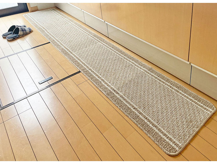 マルナカ 日本製 天然素材使用 キッチンマット 45×240cm コットンライン 綿使用 洗える 台所マット 足拭きマット 足ふきマット(代引不可)