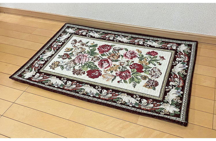 マルナカ ラグマット ニーム 洗える 90×140cm ゴブラン織 シェニールマット インテリアマット デザインマット 室内 マット(代引不可)
