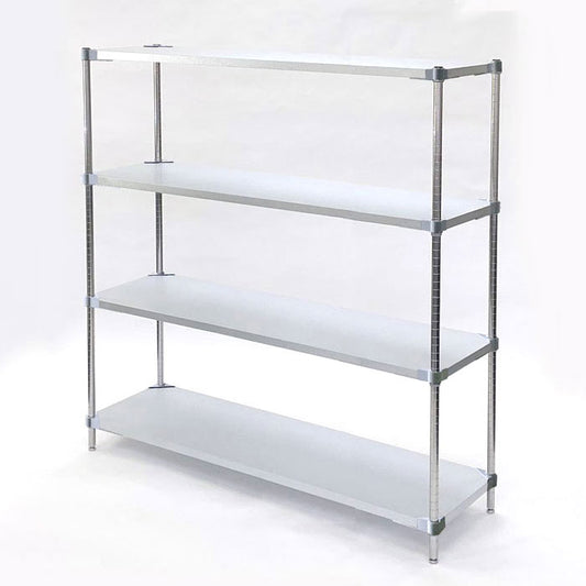 【※法人様限定販売】【燕三条製】 PROFACE ガルバリウムソリッドシェルフ4段 350×1200×1500 クロムメッキポール スチールラック スチールシェルフ ラック キッチンラック レンジラック(代引不可)