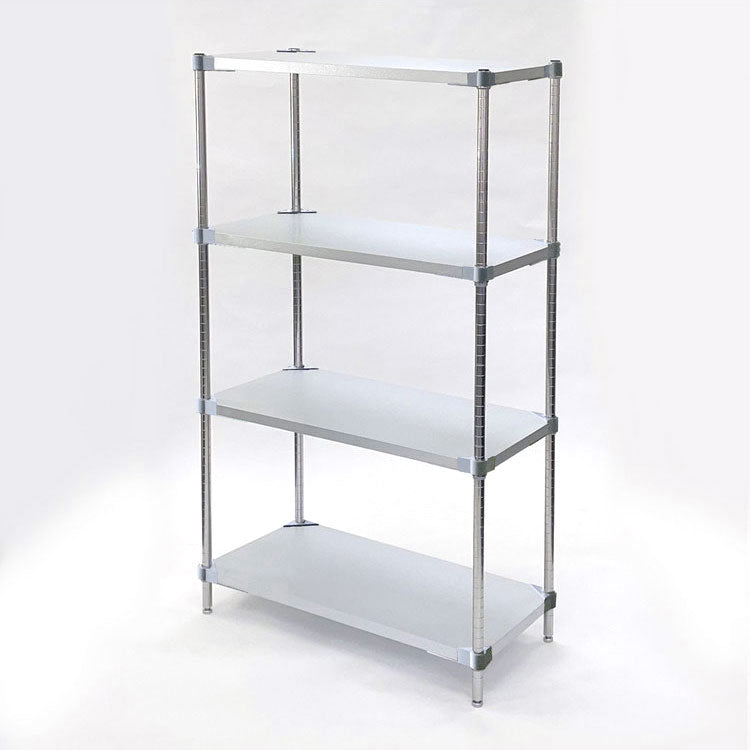【※法人様限定販売】【燕三条製】 PROFACE ガルバリウムソリッドシェルフ4段 350×600×1500 クロムメッキポール スチールラック スチールシェルフ ラック キッチンラック レンジラック(代引不可)