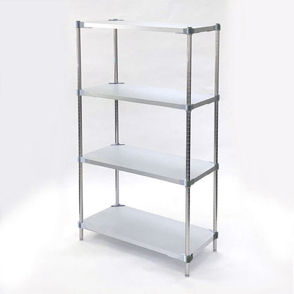 【※法人様限定販売】【燕三条製】 PROFACE ガルバリウムソリッドシェルフ4段 350×600×1500 クロムメッキポール スチールラック スチールシェルフ ラック キッチンラック レンジラック(代引不可)