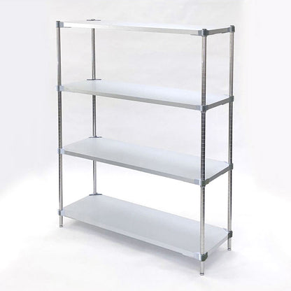 【※法人様限定販売】【燕三条製】 PROFACE ガルバリウムソリッドシェルフ4段 350×900×1500 クロムメッキポール スチールラック スチールシェルフ ラック キッチンラック レンジラック(代引不可)