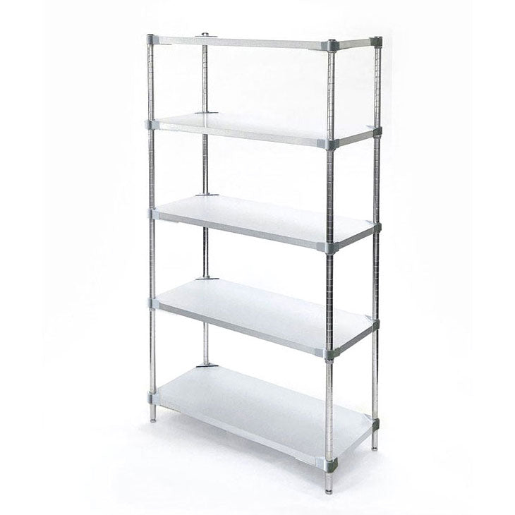 【※法人様限定販売】【燕三条製】 PROFACE ガルバリウムソリッドシェルフ5段 350×600×1800 クロムメッキポール スチールラック スチールシェルフ ラック キッチンラック レンジラック(代引不可)