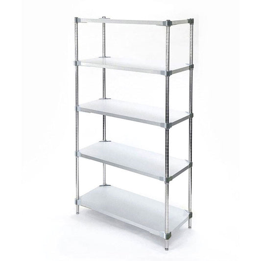 【※法人様限定販売】【燕三条製】 PROFACE ガルバリウムソリッドシェルフ5段 350×600×1800 クロムメッキポール スチールラック スチールシェルフ ラック キッチンラック レンジラック(代引不可)