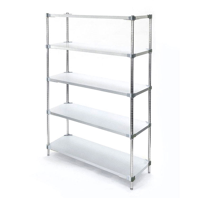 【※法人様限定販売】【燕三条製】 PROFACE ガルバリウムソリッドシェルフ5段 350×900×1800 クロムメッキポール スチールラック スチールシェルフ ラック キッチンラック レンジラック(代引不可)