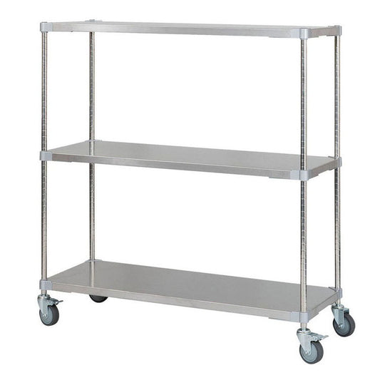 【燕三条製】 PROFACE SUS304ステンレスソリッドシェルフ3段 460×1200×1200 キャスター付き SUS304ステンレスポール スチールラック スチールシェルフ ラック キッチンラック レンジラック 業務用(代引不可)