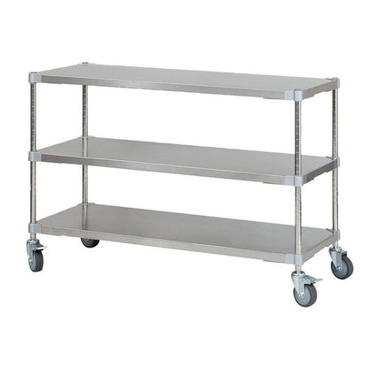 【※法人様限定販売】【燕三条製】 PROFACE SUS304ステンレスソリッドシェルフ3段 460×1200×700 キャスター付き SUS304ステンレスポール スチールラック スチールシェルフ ラック キッチンラック(代引不可)